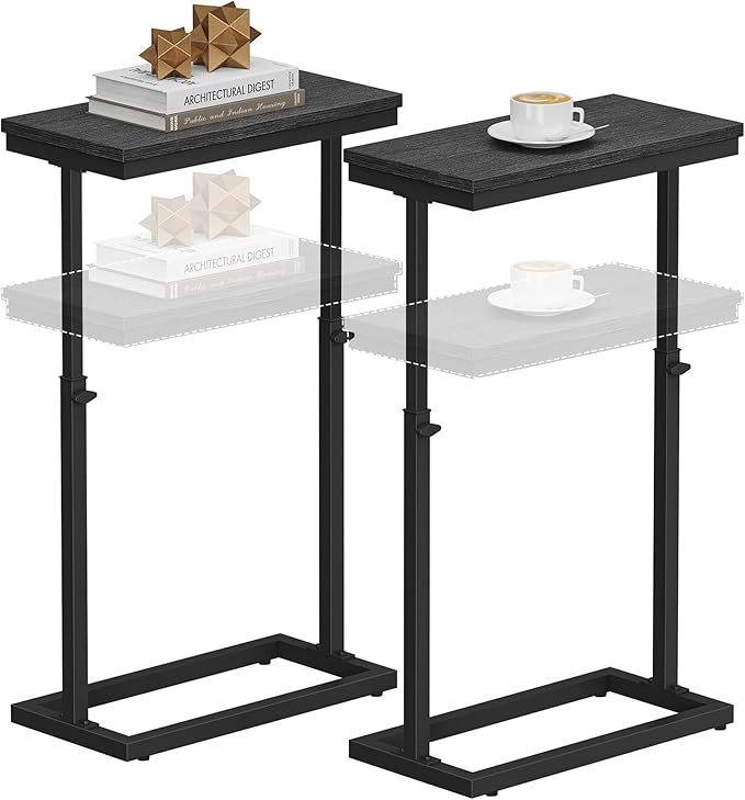 TUTOTAK End Table, Side Table, Tall Couch Table, Sofa Table, Living Room, Bedroom, Black TB01BK0832