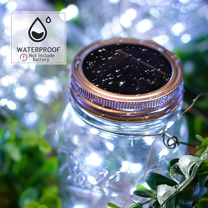 ZNYCYE Mason Jar Solar Lights for Outside, 12 Pack 30LED Fairy Lights Mason Jar Solar Lids Outdoor Waterproof String Lights with Hangers(NO Jars) for Patio Garden Yard Lawn Decoration - Cool White