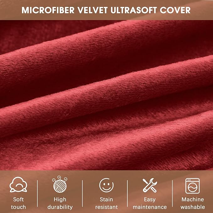 Bean Bag Chairs for Kids - Memory Foam Furniture BeanBag Chair - Kids/Teens Sofa with Soft Micro Fiber Cover - Round Fluffy Couch for Living Room Bedroom College Dorm - 2.5 ft, Red