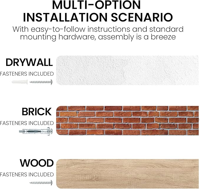 Fun Memories Floating Shelves for Wall, 24"x9.3" Rustic Solid Elm Wood Shelves, Heavy-Duty Wall Mounted Shelves with Invisible Brackets, Set of 2 for Living Room, Bedroom, Kitchen, Walnut Finish