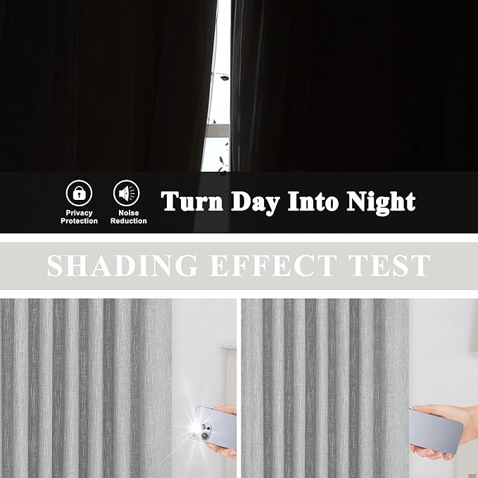 Vision Home Silver Grey Pinch Pleated Full Blackout Curtains Room Darkening Window Curtains 120 inch for Living Room Bedroom Thermal Insulated Pinch Pleat Drapes with Hooks Back Tab 2 Panel 40"Wx120"L