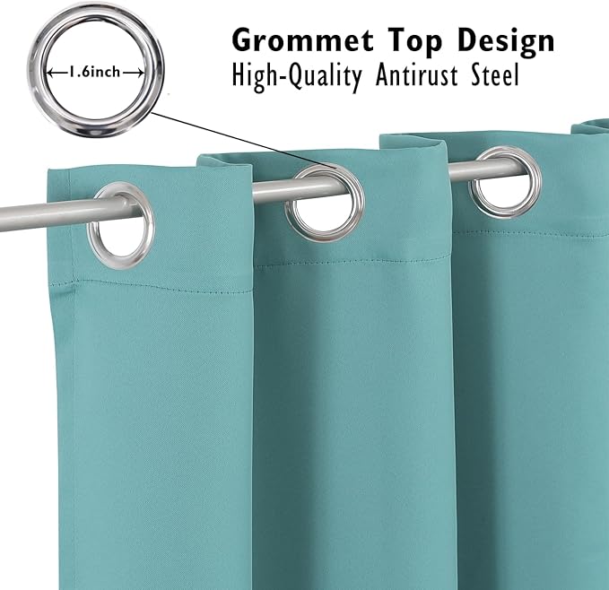 ChrisDowa Blackout Curtains 108 inches Long for Bedroom - 2 Panels Set Grommet Thermal Insulated Room Darkening Curtains for Living Room (Aqua, 52 x 108 Inch)