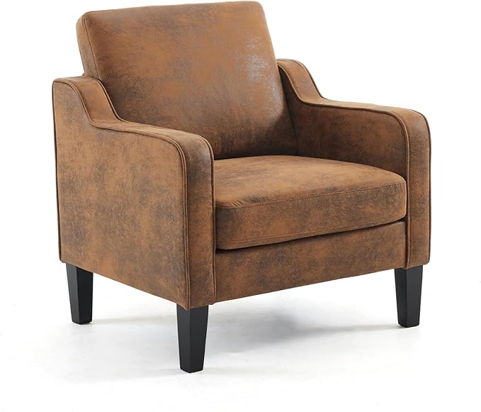 VINGLI Accent Chair for Living Room Chairs Rustic Reading Chair for Bedroom Scooped Arm Chair Mid Century Modern Accent Chairs Upholstered Comfy Chair for Apartment, Waiting Room