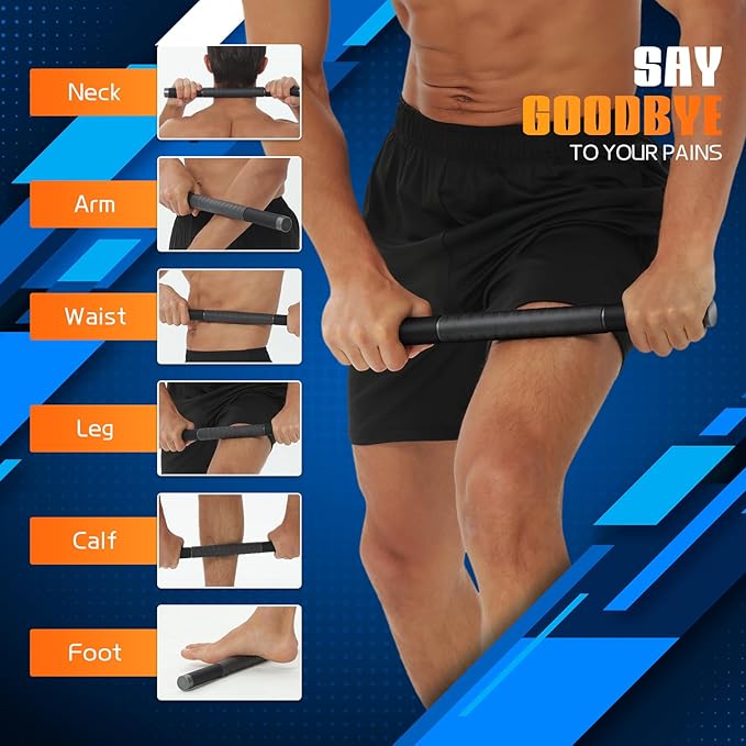 Muscle Roller Stick, Massage Roller for Muscle Deep Tissue Massage, Calf Roller for Myofascial Release, Therapy Roller Stick for Back, Legs, Arms, Waist, and Shoulders Full Body Use (Black)