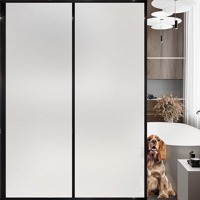 Window Privacy Film with Installation Tools, Static Cling, Anti UV, Heat Control, Ideal for Home Shower Office Glass Door (White Frosted, 17.5X78.7Inch)