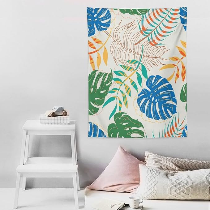 ICMOLYYENLO Tropical Green Plant Tapestry, Green Palm Leaves Natural Landscape Print Wall Tapestry for Bedroom Living Room Dormitory 30x40 Inch