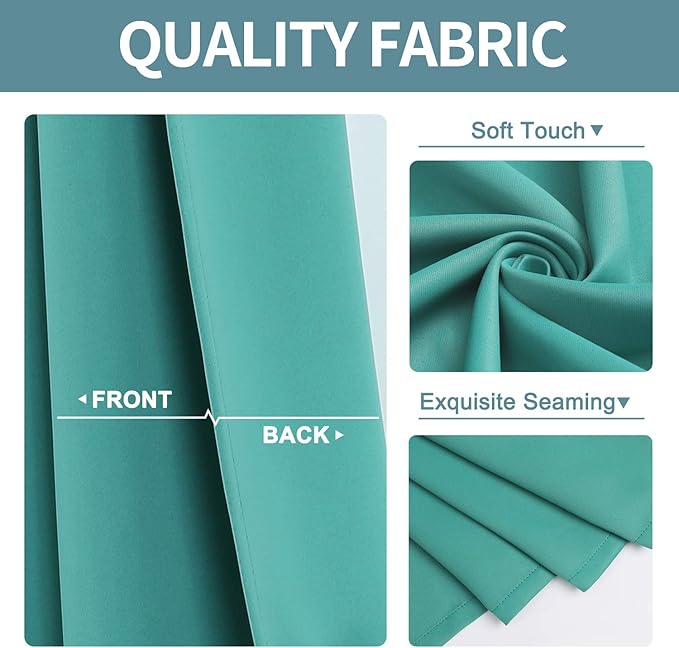 ChrisDowa Grommet Room Darkening Curtains for Bedroom and Living Room - 2 Panels Set Thermal Insulated Blackout Curtains (Teal, 38W x 54L)
