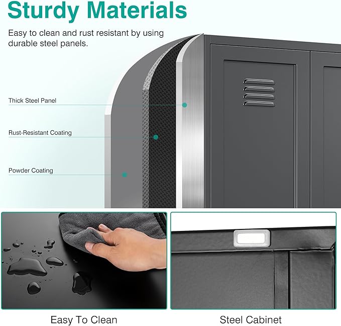 SISESOL Black Storage Cabinet,71" Tall Pantry Cabinet,Kitchen Pantry Storage Cabinets with 2 Doors and 6 Shelves,Wide Deep Metal Food Cupboard for Home,Kitchen,Dining/Living Room