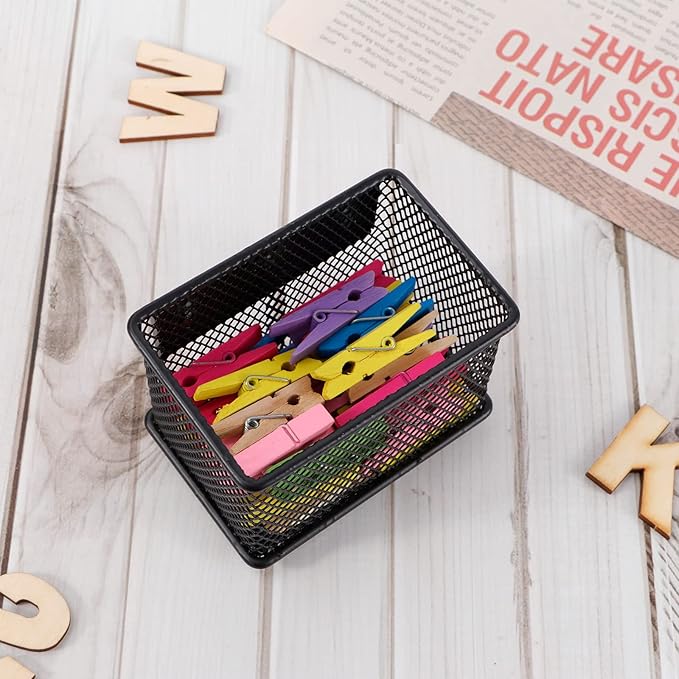 Black Magnetic Basket Set of 2, Refrigerator Basket, Magnetic Baskets Heavy Duty, Magnetic Locker Organizer Holder for Whiteboard Office, 3.42'' × 2.36'' × 2.55''