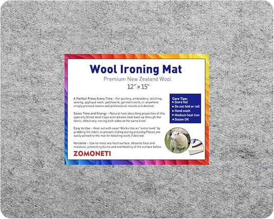 ZOMONETI 15" x 12" Wool Pressing Mat 100% New Zealand Felted Wool Ironing Mat Pad Blanket for Quilter, Sewing, Quilting Supplies and Notions