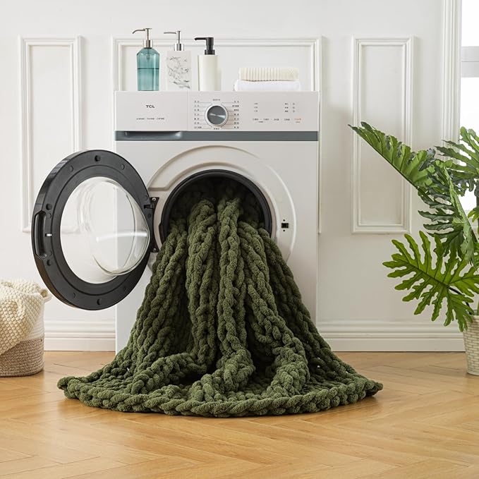 Ultra Soft Chunky Knit Blanket Throw -50x70 Hand Knitted Warm Chenille Throw Blanket, Home Decor Soft Thick Yarn Cable Knit Blanket Breathable Fleece Banket Christmas for Couch Bed Sofa Best GIF