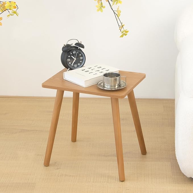 AWASEN Mid Century Modern Side Table, Small End for Living Room Bedroom Office Small Spaces, Modern Side Table Nightstand with Solid Wood, Easy Assembly, (Brown)