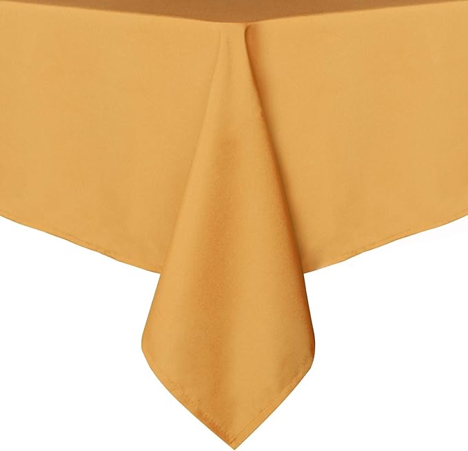 sancua Rectangle Tablecloth - 90 x 132 Inch - Stain and Wrinkle Resistant Washable Polyester Table Cloth, Decorative Fabric Table Cover for Dining Tables, Buffet Parties and Camping, Gold