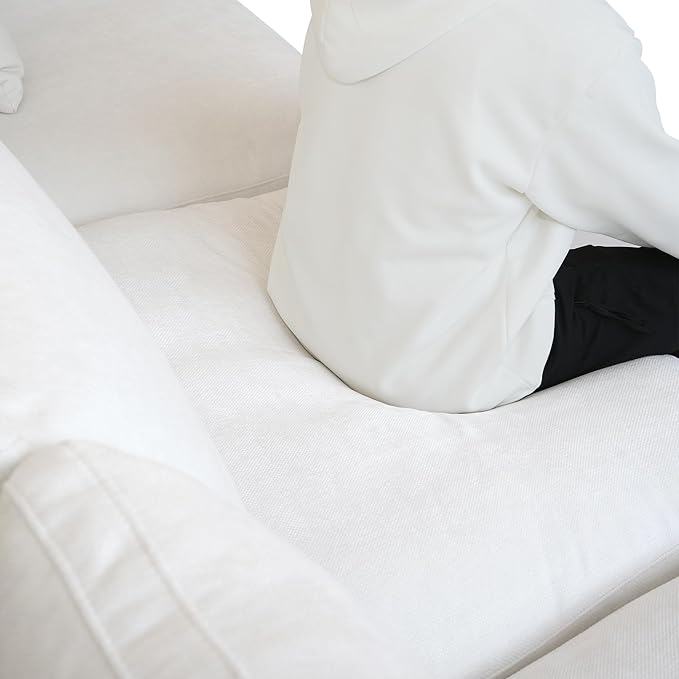 JACH U Shaped Sectional Couches, Cloud Sectional Couch with Deep Seat, 119" Down Filled Modular Sofa with Chaise, Covers Removeable & Washable, Sofas Furniture for Living Room, White