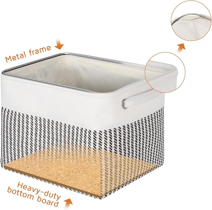 Kntiwiwo Foldable Storage Bin Collapsible Basket 12" x 10" x 9.5" Cube Storage Organizer Bins with Dual Carry Handles for Home Closet Shelves Drawers Organizer, Set of 3, Houndstooth