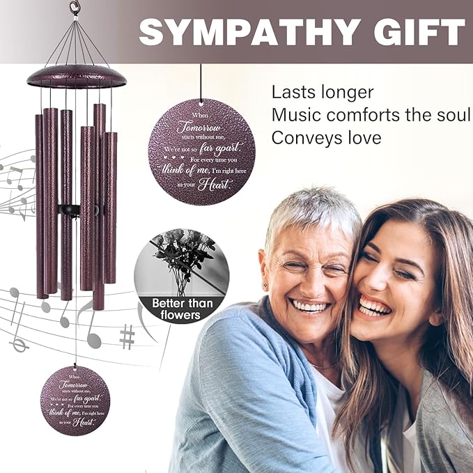 ASTARIN 36" Large Deep Tone Personalized Sympathy Wind Chimes, Memorial Wind Chime for Loss of Mother Father Loved One, Tree of Life Bereavement Gifts Decor Outdoor Patio Garden