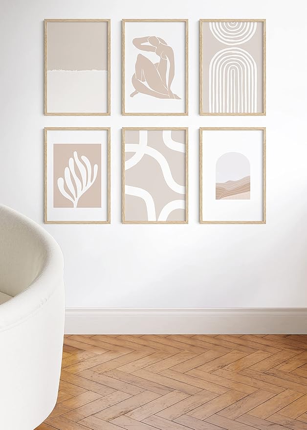 HAUS AND HUES 20 x 30 Frame Set of 9-20 By 30 Picture Frame, 20x30 Poster Frame Wood, Big 20 Inch x 30 Inch Frame, Natural 30x20 Picture Frame, 20 x 30 Picture Frame (20x30 Beige Frame)