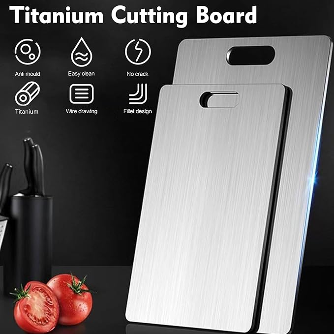 Titanium Cutting Board - 2 pack Titanium Cutting Boards for Kitchen,Double Sided Titanium Cutting Mat,Non Stick Chopping Board Easy to Clean（9.25 * 12.99in）