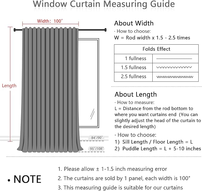 MYSKY HOME 90 Inches Long Living Room Curtains Farmhouse Light Filtering Privacy Curtain Drapes for Patio Door, Linen Look Texture Fabric Bohemian Draperies Soft Touch, 100x90, Olive Green, 1 Panel