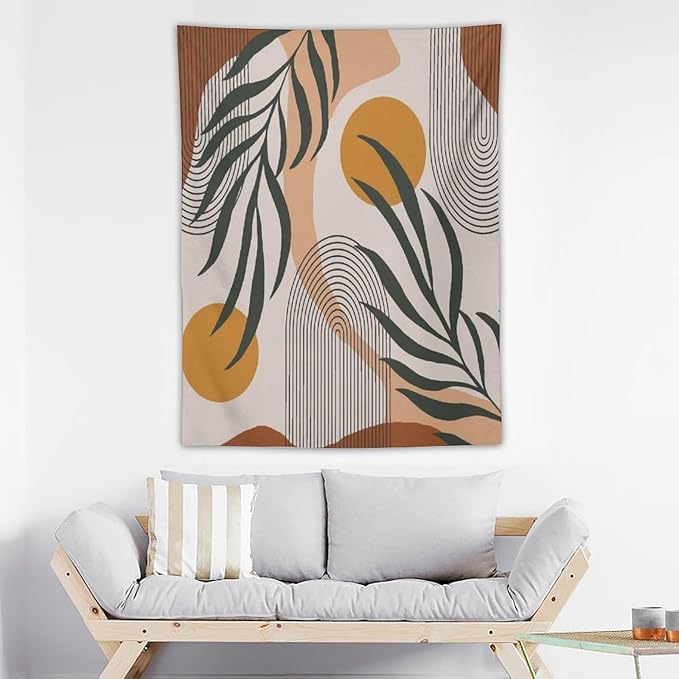 ICMOLYYENLO Boho Plant Aesthetic Tapestry, Abstract Medieval Arch Sun Home Aesthetic Wall Hanging For Bedroom Living Room Dormitory Tapestry 50x60 Inches