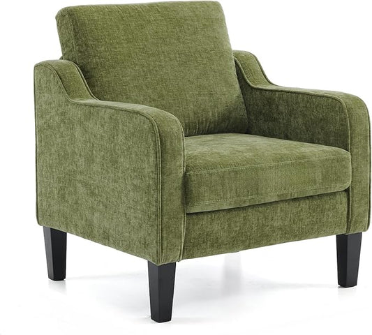 VINGLI Accent Chair for Living Room Chairs Olive Green Reading Chair for Bedroom Scooped Arm Chair Mid Century Modern Accent Chairs Upholstered Comfy Chair for Apartment, Waiting Room