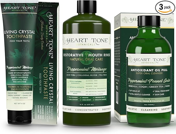 Oral Care Set | Natural Toothpaste, Oil Pull & Mouthwash | Radiant Smile | Fluoride-Free & Clean Ingredients | Mineral Complex | Natural Enamel Care | Botanical Plant Based