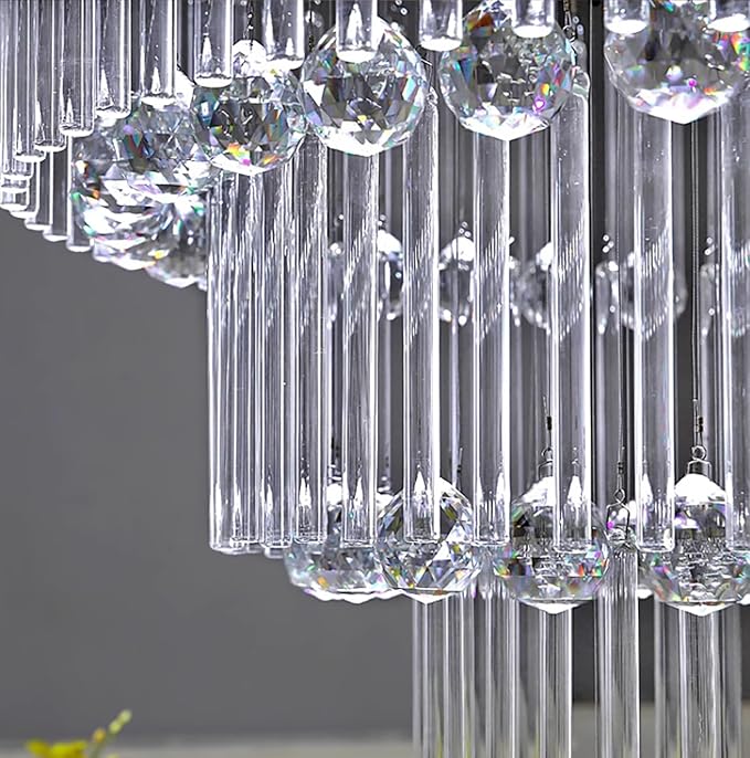 Flashing God 40''X120 High Ceiling Chandelier Crystal Raindrop Gold Chandeliers Staircase Large Chandelier Villa Entrance Foyer Pendant Light Foyer High Ceiling Light 15 GU10 Bulb Dimming