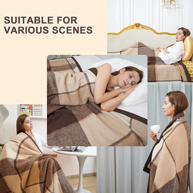 YOUR MOON 100% Pure Wool King Size, Australian Organic Natural Wool Blankets, Hypoallergenic Blanket for Bed, Medium Weight(Coffee, 90 * 108)