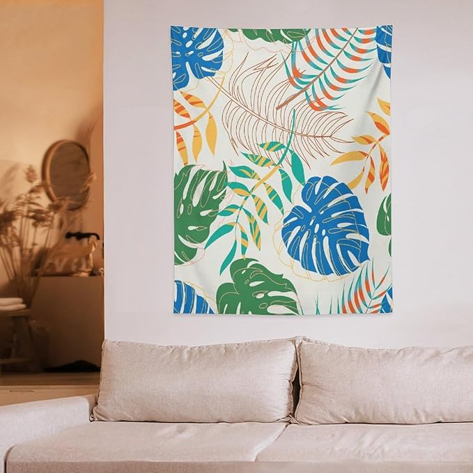 ICMOLYYENLO Tropical Green Plant Tapestry, Green Palm Leaves Natural Landscape Print Wall Tapestry for Bedroom Living Room Dormitory 30x40 Inch