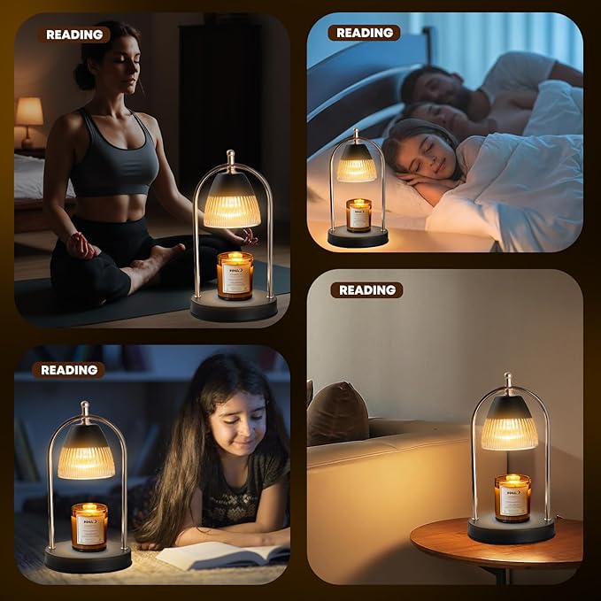 GEEZO Fragrance Candle Warmer Lamp，Electric Candle Warmer with Timer & Dimmer，Mom Christmas Birthday Gifts for Women, House Warming Gifts New Home Bedroom Decor
