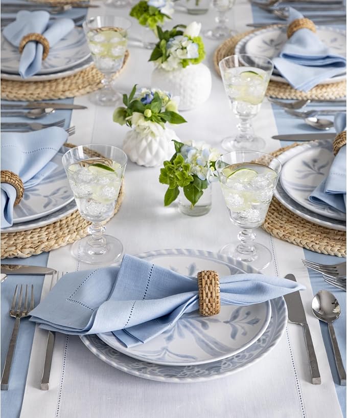 Solino Home Linen White Table Runner 72 Inches Long - 100% Pure Linen Hemstitch Table Runner 14 x 72 Inch for Dresser, Dining, Fall, Autumn, Halloween, Thanksgiving - Classic Hemstitch