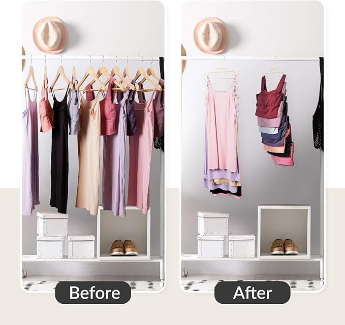 ZEDODIER 3 Pack Tank Top Hanger, Space Saving Bra Hangers, Non-Slip Hanging Sport Bras Holder, Closet Organizers and Storage for Camisoles Tank Tops Bras Ties Swimsuits Strappy Dress, Gold