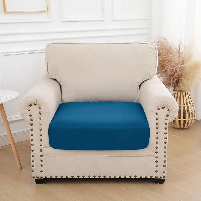 hyha Waterproof Couch Cushion Covers, Stretch Sofa Couch Seat Slipcover for Dog Washable, Non-Slip Waterproof Outdoor Cushion Covers for Patio Furniture Replacement (1 Piece for Small, Deep Teal)