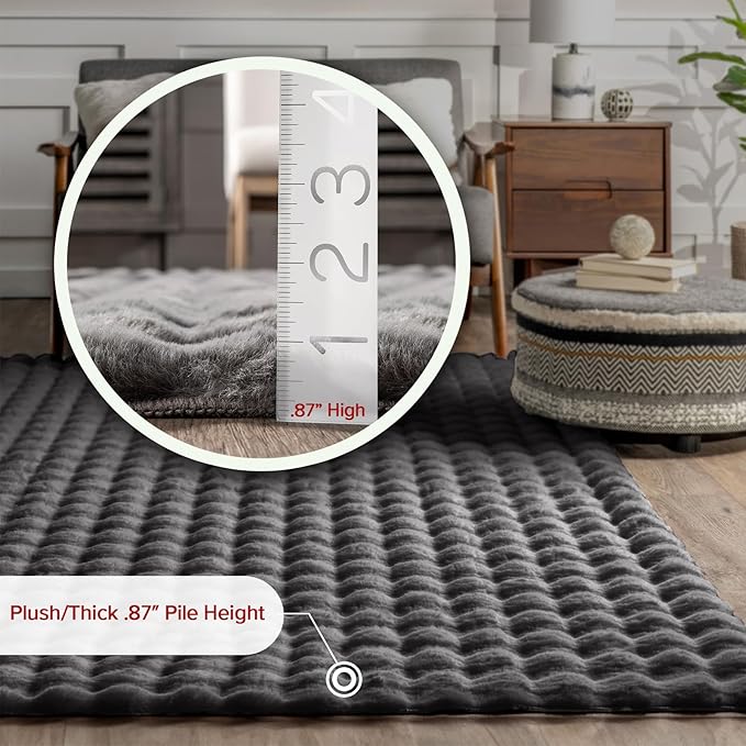 nuLOOM Jeni Checkered 3x5 Machine Washable Accent Rug for Living Room Bedroom Dining Room Entryway Kitchen, Dark Grey