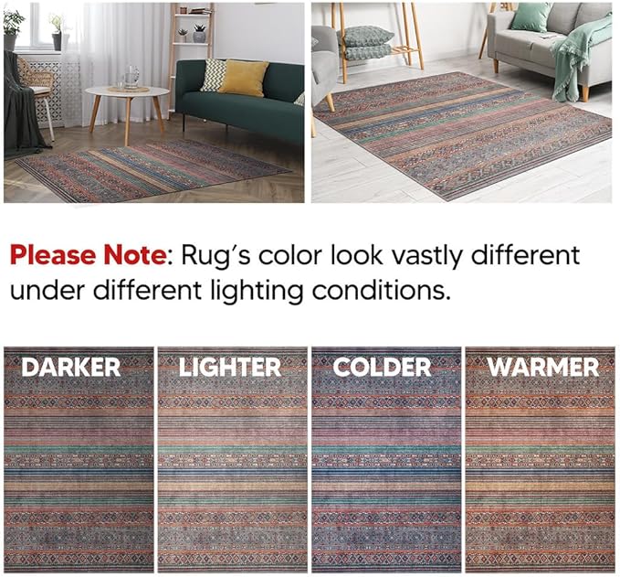 Keen Home Design 2x3 Rug - Machine Washable Entry Rug with Non-Slip Backing, Ideal for Enteryway, Kitchen, Bathroom, Laundry Room - Vintage, Easy Clean, Durable, Low Pile Rug - (2' x 3')