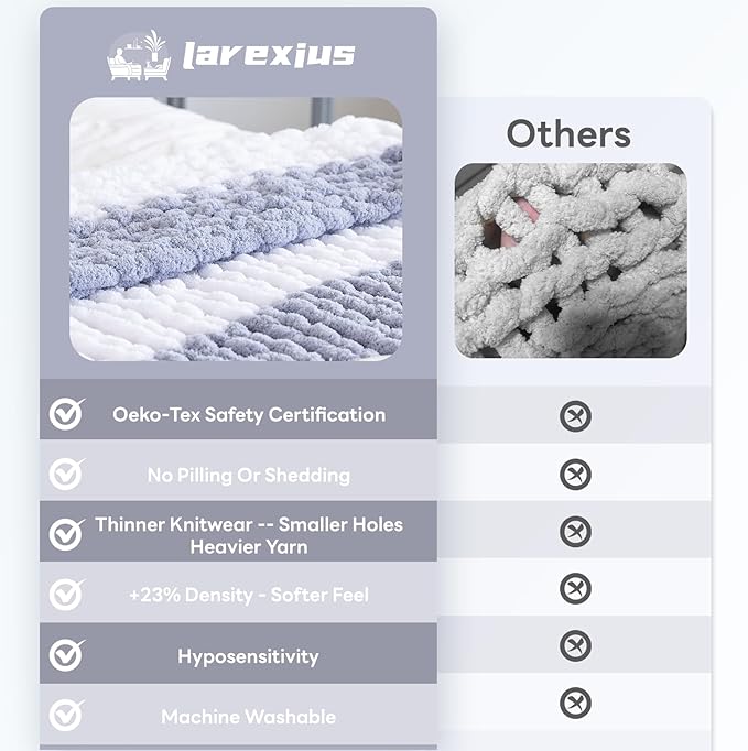 Chunky Knit Blanket - Luxury Soft Cozy 60 * 80 Throw Blanket,100% Woven Blanket Rope Knot Throw Blanket for Couch, Sofa, Home Decor, Gift - Machine Washable（White/Light Gray）