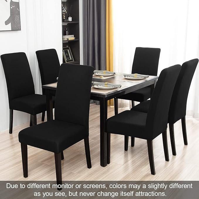 JQinHome 4 Pcs Dining Chair Slipcover, High Stretch Removable Washable Chair Seat Protector Cover for Home Party Hotel Wedding Ceremony