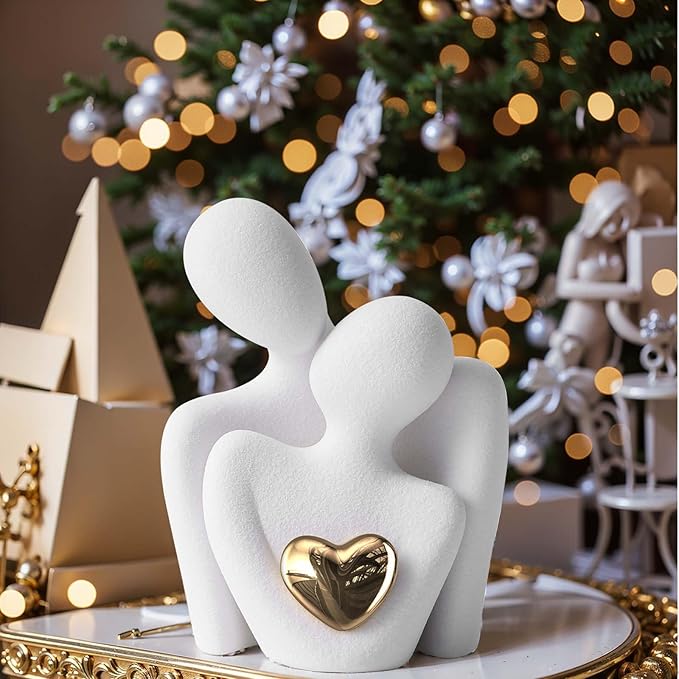 XMGZQ Mini Couple Statue Tv Stand Decor Items for Living Room Home Decor,Bedroom Decor for Couples Sculpture for Anniversary Wedding,Love Gifts for Couples 2025,Knick Knacks for Shelves