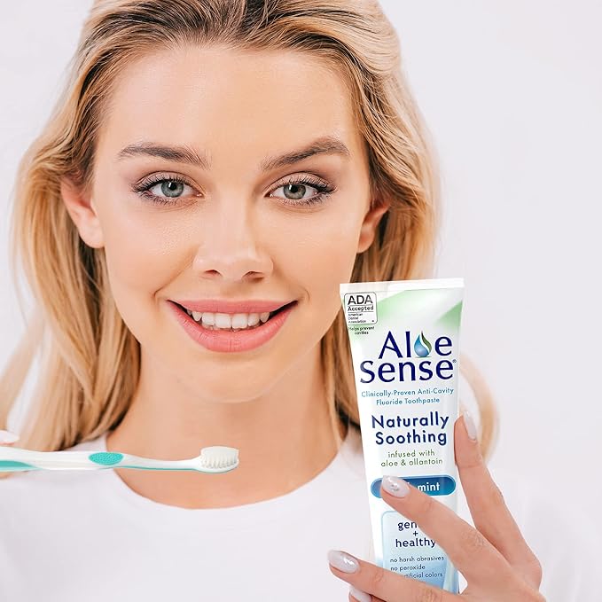 Naturally Soothing Toothpaste for Sensitive Teeth and Gum Care with Aloe Vera, Allantoin & Fresh Mint Flavor, Gentle & Natural, ADA Approved (5-oz, 6 Count)