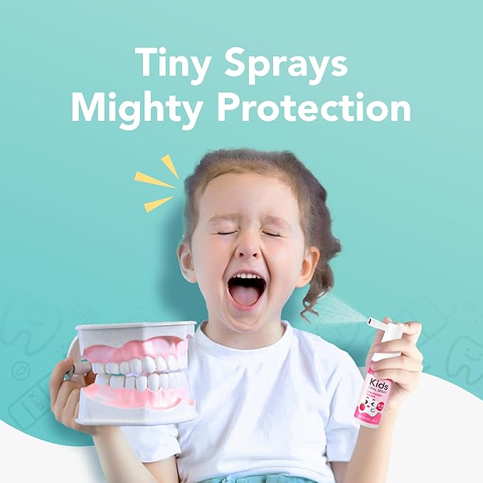 LAB52 Kids Oral Spray, Toddler Toothpaste Helper for Daily Oral Care and Fresh Breath, Children Approved with Fluoride Free for Newborn to Preschoolers, Xylitol (Strawberry & Vanilla)