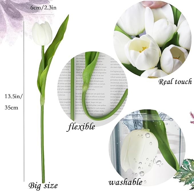 Buart Autumng-Colors Tulip Flowers Artificial Luxury Big Tulip Valentine's Day Mother's Day Easter Home Kitchen Wedding Decorations(11pcs)