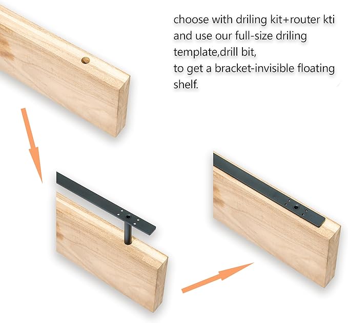 Hidden Shelf Brackets ， Floating Shelf Bracket ( Additional Brackets -NO Kits) 38 Inch -2 Pcs