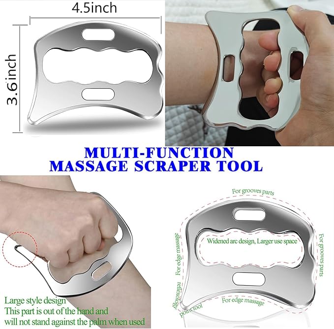 4 in 1 Professional Stainless Steel IASTM Tools Set, Muscle Scraping Massage Tools with Case, Physical Therapy and Myofascial Release