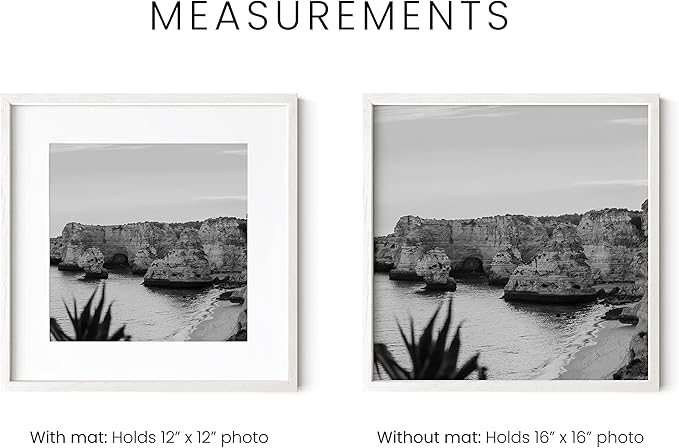 HAUS AND HUES 16x16 Square Picture Frames Set of 25 - Oak Wood Frames with Acrylic Cover, White