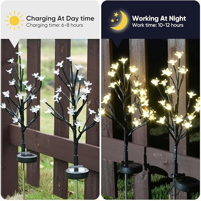 Solar Garden Lights Garden Decor, Solar Flowers Lights Outdoor Decorative,2Pack 40LED Solar Lights Outdoor Garden Waterproof for Outside Yard,Lawn,Patio,Pathway Decorations Gardening Gifts