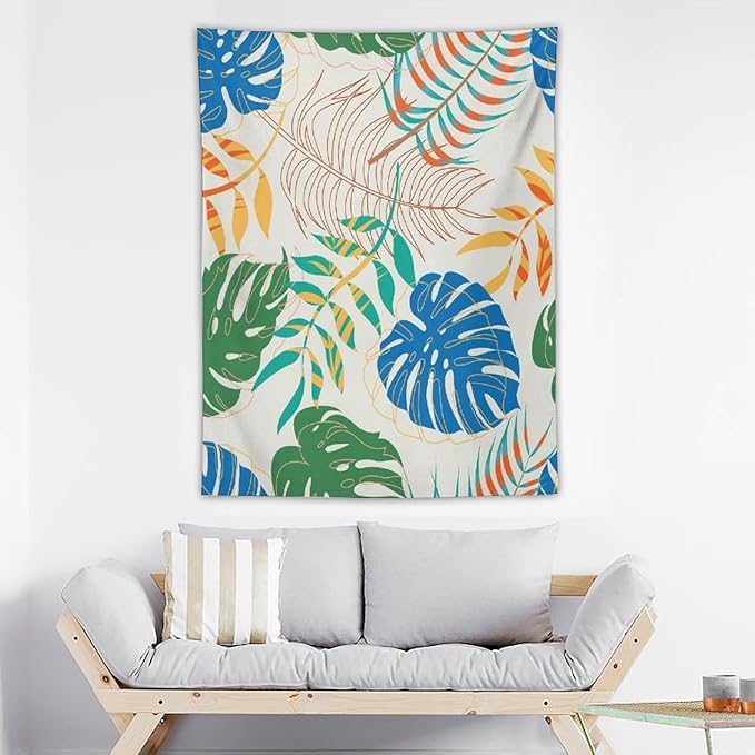 ICMOLYYENLO Tropical Green Plant Tapestry, Green Palm Leaves Natural Landscape Print Wall Tapestry for Bedroom Living Room Dormitory 30x40 Inch