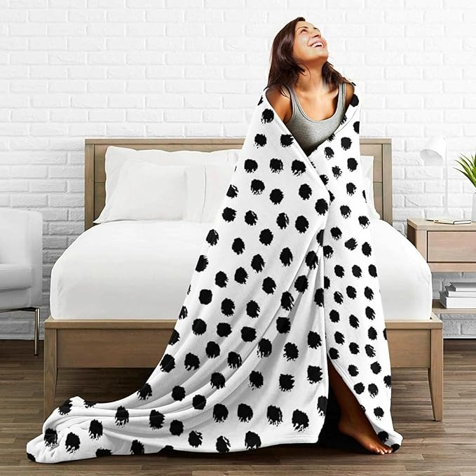 HGOD DESIGNS Polka DotsBlanket, Super Soft Brush Strokes Dots Throw Blanket 50"x60" Blanket for Bed Couch Chair Fall Winter Camping Living Room Office