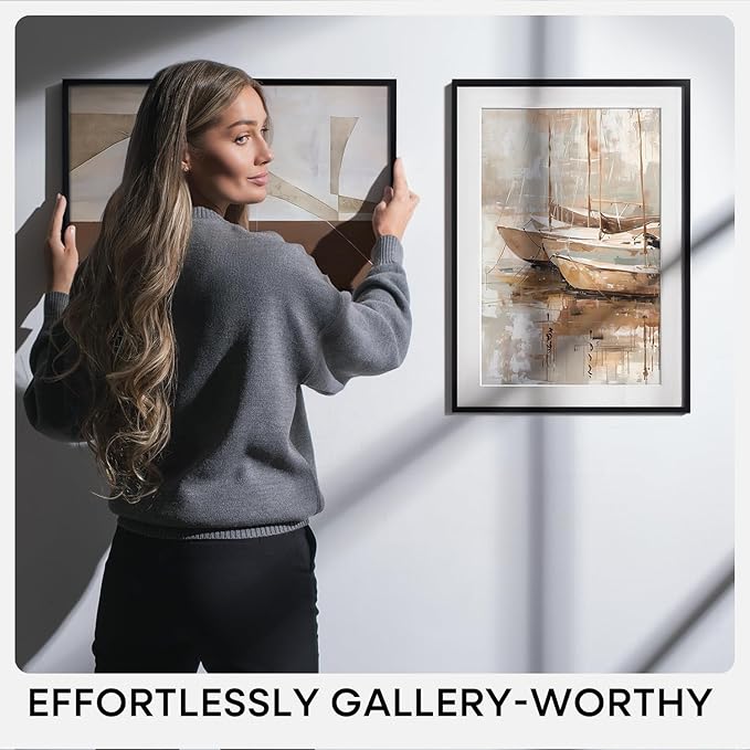 Homeforia 14x14 Picture Frame Black, High End Metal 14 x 14 Square Poster Frames with Mat 12 x 12 Photo, 14x14 Black Frame Matted to 12x12 Print, 14by14 Thin Frames, Tempered Glass, Wall Kit, Set of 1
