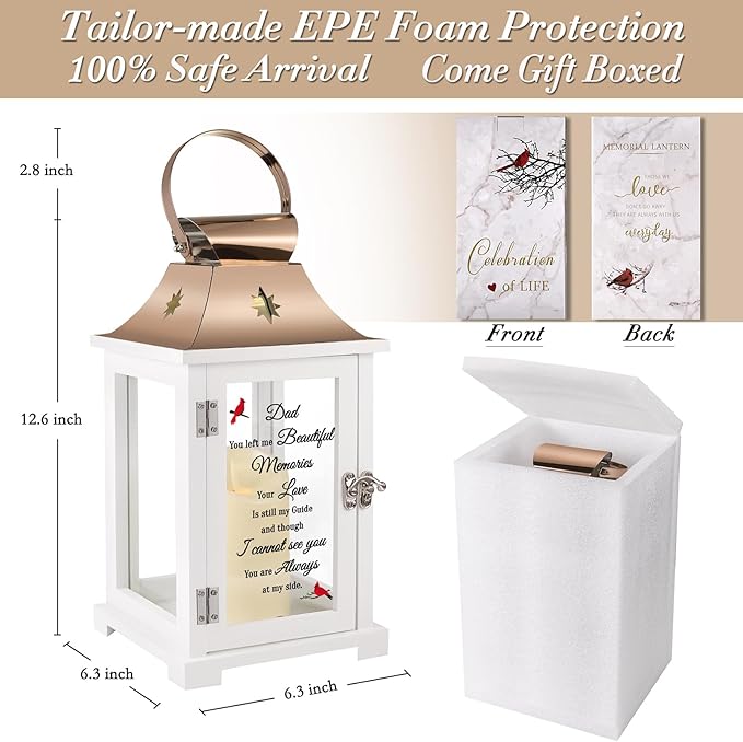 Memorial Lantern, Sympathy Gifts for Loss of Mom/Loved One, Bereavement Gifts, in Memory of Loved One Lantern,Celebration of Life, Memorial Gifts, Funeral Lantern,Dad You Left me Beautiful Memories