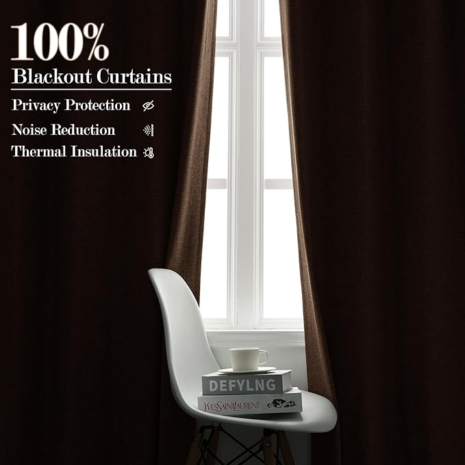 Extra Wide 100% Blackout Linen Textured Curtains - Room Dividers, W200 x L84 (1 Panel), Pinch Pleat Drapes for Living Room, Full Light Block Out Drapery for Sliding Door, Taupe